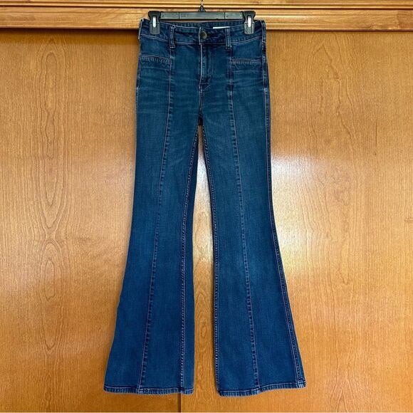 Anthropologie Pilcro The Skipper Wide Leg Jeans Dark Wash Seamed Size 26 - Picture 1 of 10